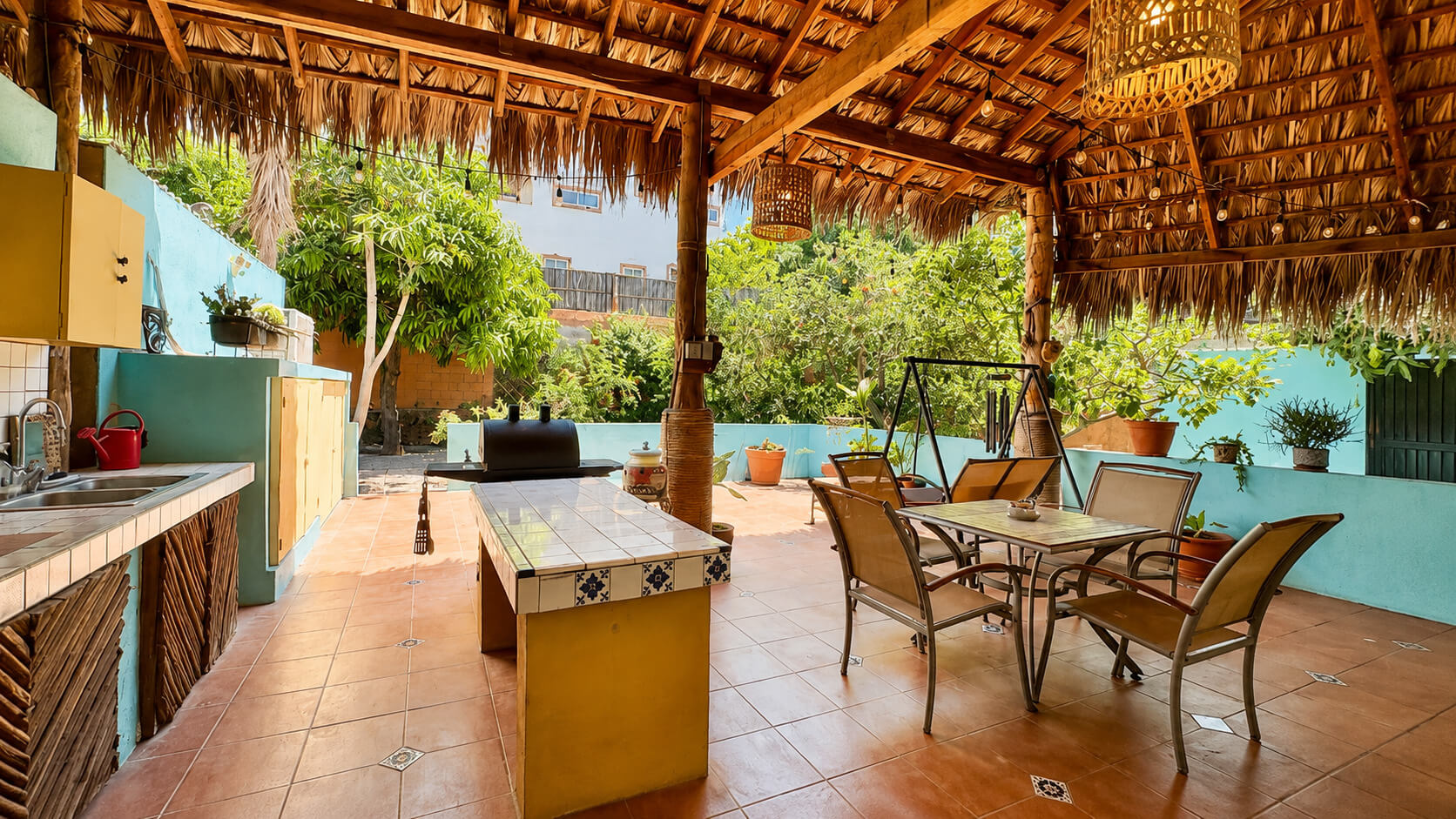 Outdoor living area Casa del Pueblo Loreto vacation rental