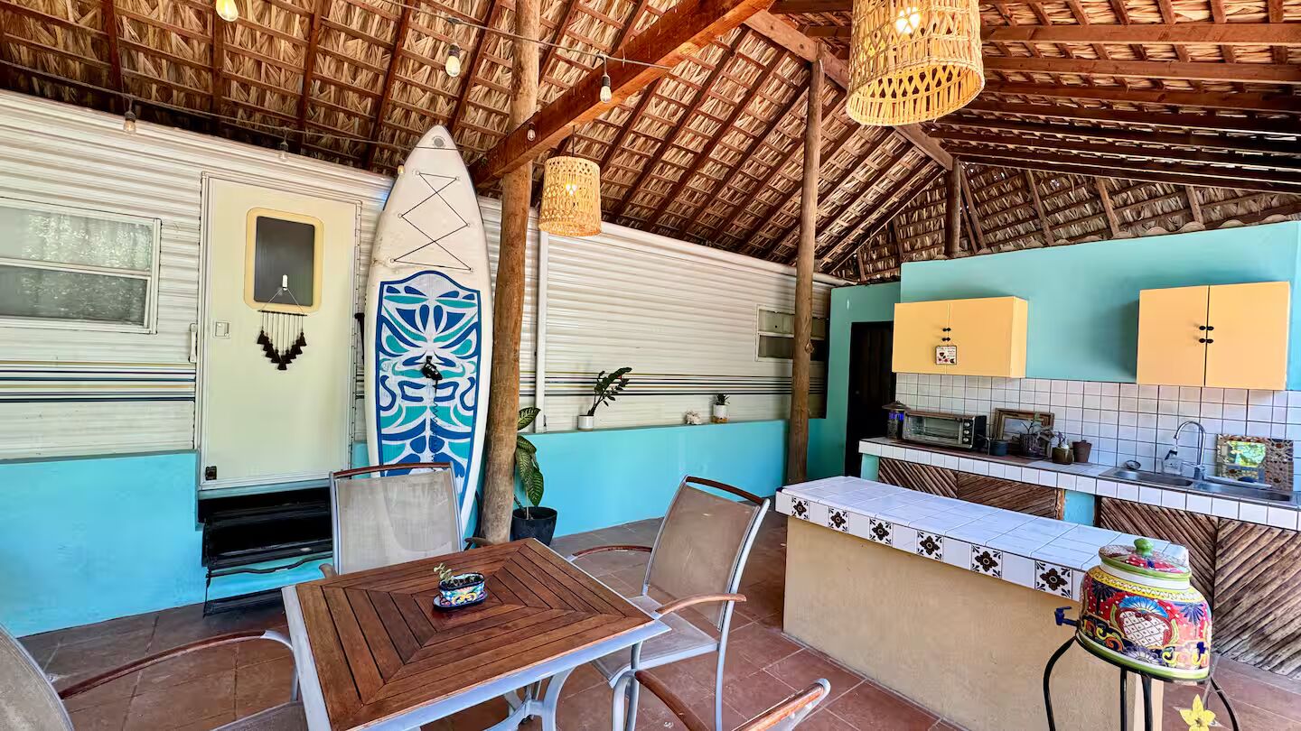 Palapa outdoor dining Casa del Pueblo Loreto